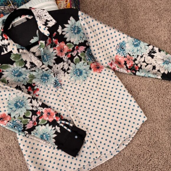 ZARA BASIC – Blusa floral con lunares (Satin blouse with a mix of florals) - Picture 6 of 7